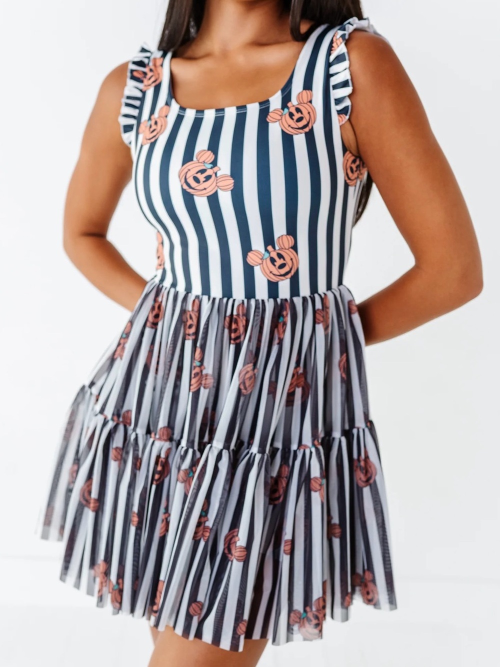 Striped Mickey Pumpkin Athletic dress (shorts aren’t attached)